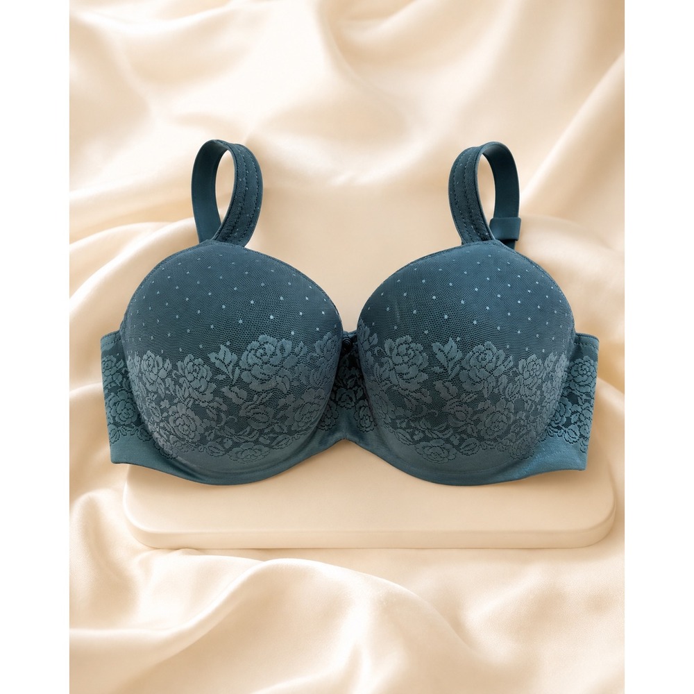 Soma Stunning Support Balconette Bra 38G Teal Lace Mesh Full Coverage